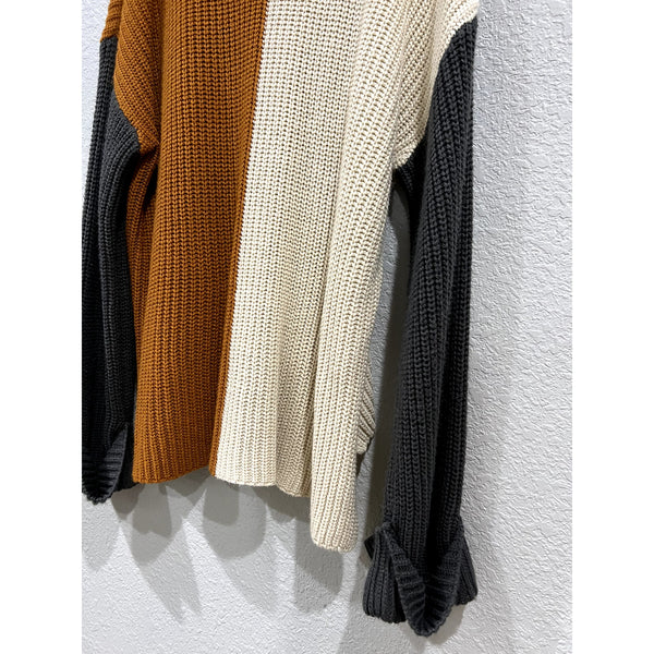 Blu Pepper Chunky Knit Color Block Turtleneck Sweater Medium