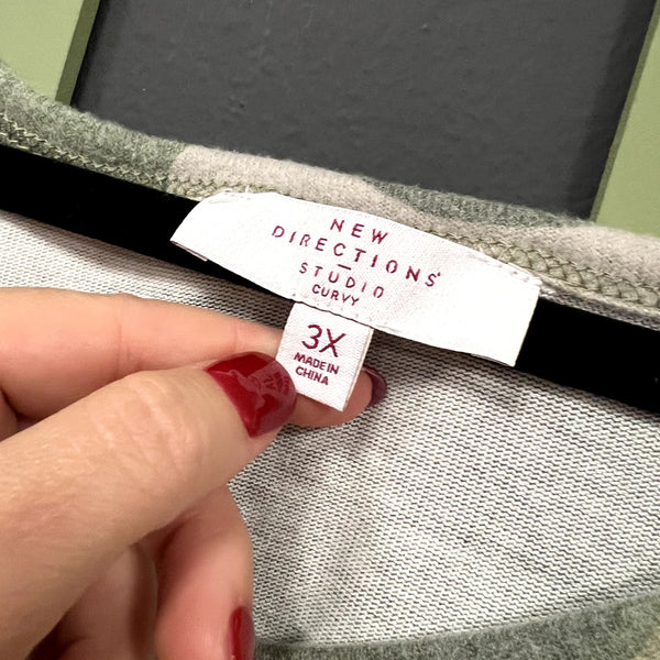 NWT New Directions Butter Soft Camo Long Sleeve Top Size 3XL