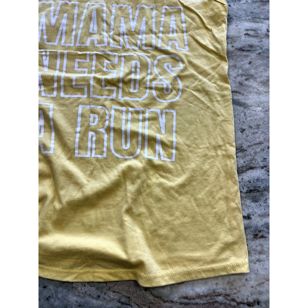 Mama Needs a Run Yellow Athletic Tank Medium
