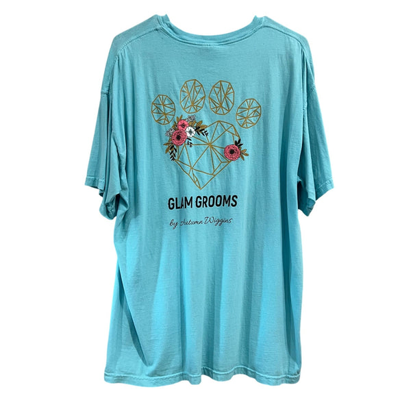 Glam Grooms Comfort Colors Island Blue Graphic Tee XL