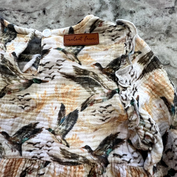 Velvet Fawn Girls Duck Print Gauze Dress Size 3T