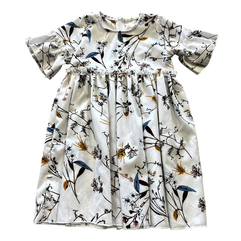 Girls Floral White Ruffle Dress Size 5
