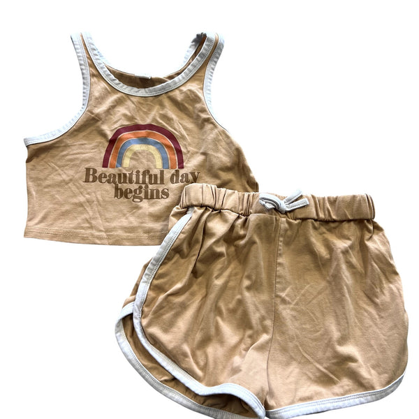 Girls Two Piece Rainbow Summer Set Youth Size 9