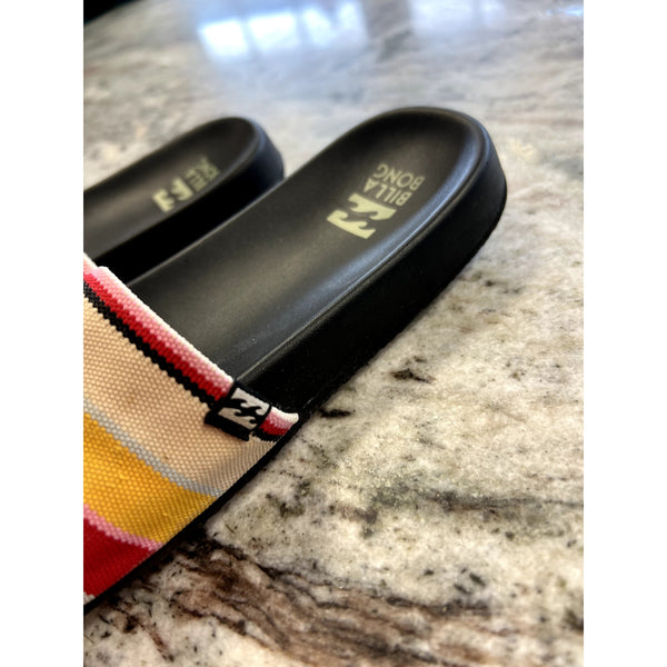 Billabong Striped Multi Color Canvas Slip On Sandals Size 8