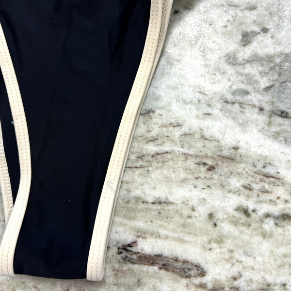 Women's Black + Tan Two Tone Bikini Size Large
