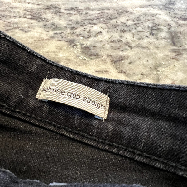 Social Standard by Sanctuary Black High Rise Crop Straight Jeans Women's 10
