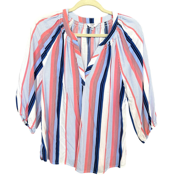 Crown & Ivy Striped V-Neck 3/4 Sleeve Blouse Medium