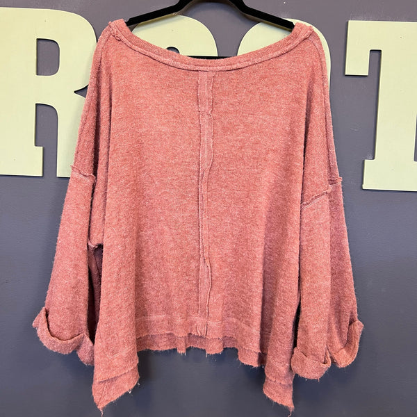 KyeMi Boutique Rust Peach Oversized Bell Sleeve Sweater Large