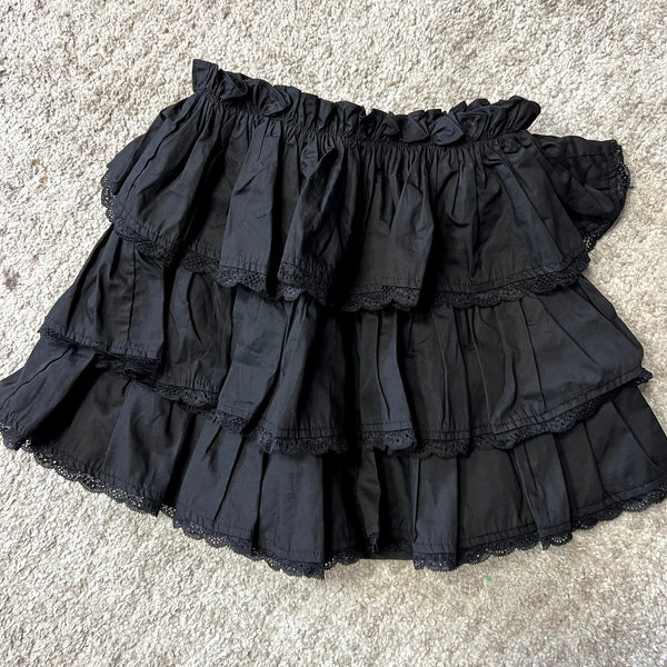 Day + Moon Boutique Black Lace Ruffle Skort Size Small