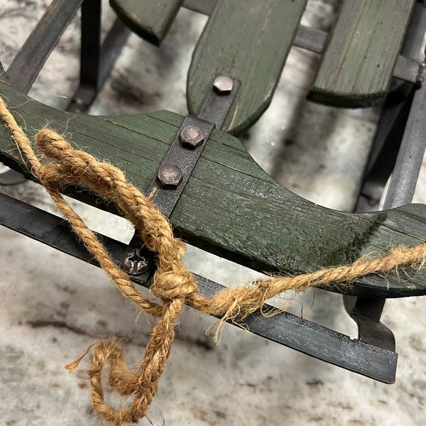 Olive Green Wooden Sled Holiday Decor