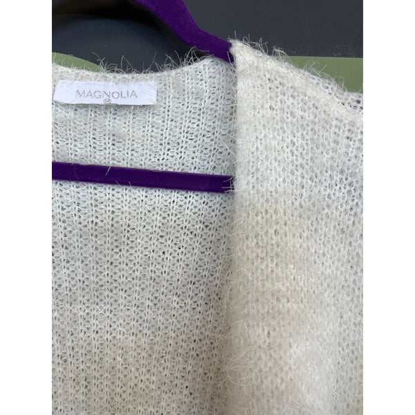 Magnolia Ivory Plush Long Open Knit Cardigan Size Medium