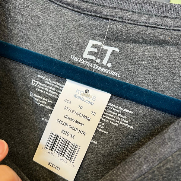 NWT E.T. Extra Terrestrial Charcoal Gray Short Sleeve Graphic Tee Size 3XL