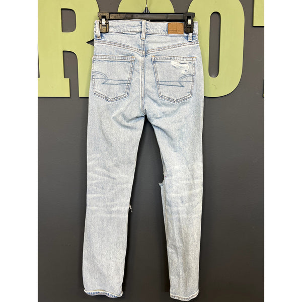 American Eagle Super High Rise Ankle Straight Light Wash Jeans Size 000
