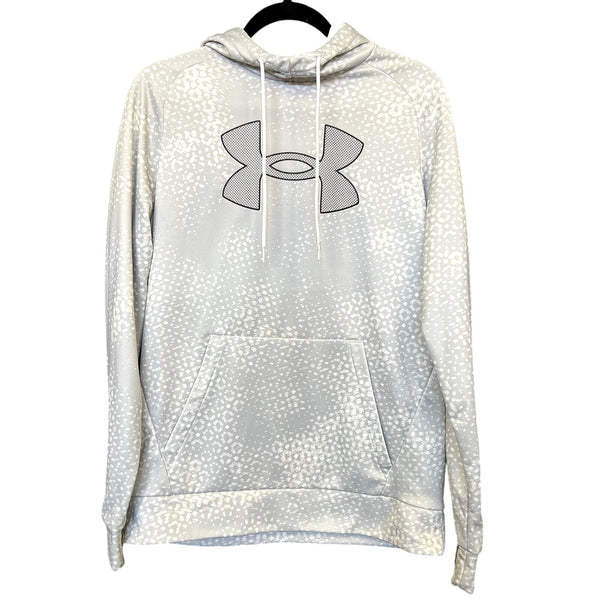 Under Armour Men's Loose Fit High Neck White Marbled Hoodie Medium