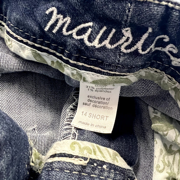 Maurice's Straight Leg Dark Wash Denim Women's 14 Short