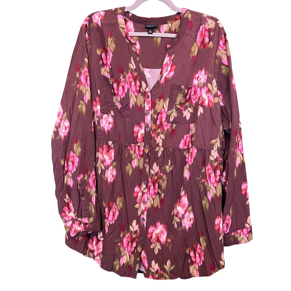 Torrid Floral V-Neck Button Down Blouse Size 2