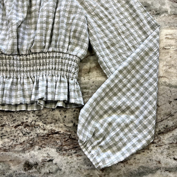 Freshman Sage + White Bohemian Blouse Size Medium