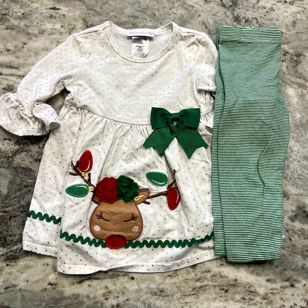 Bonnie Jean Girls Christmas Reindeer Two Piece Set 3T