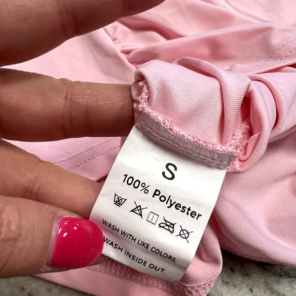 Women's Light Pink Side Rouched Long Sleeve Top Size Small