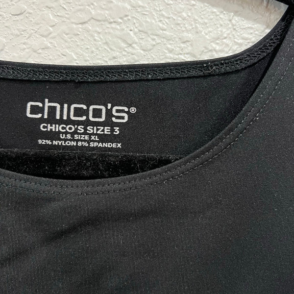 Chico's Solid Black Basic Stretch Tank Top Size XL