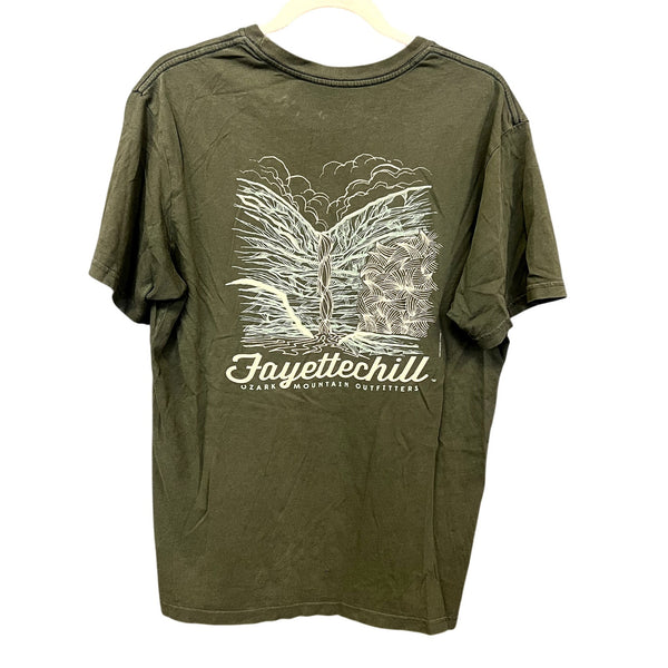 Fayettechill Men's Olive Green Short Sleeve Graphic Tee Medium