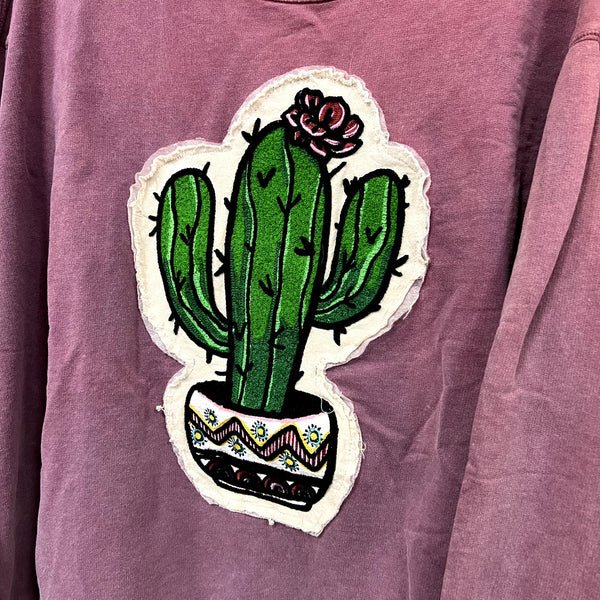 One 24 Rags Cactus Patch Distressed Sweatshirt Size 2XL