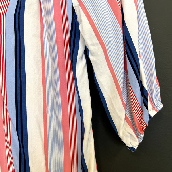 Crown & Ivy Striped V-Neck 3/4 Sleeve Blouse Medium