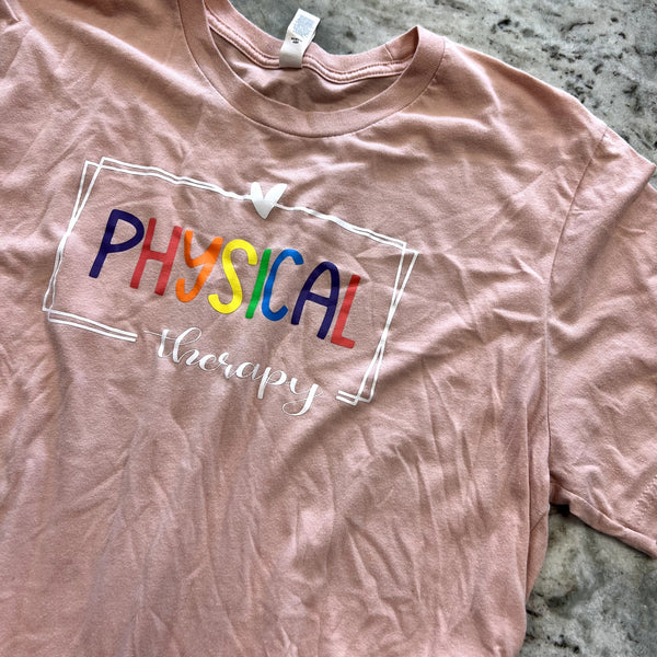 Women's Mauve Physical Therapy Graphic Tee Size Large