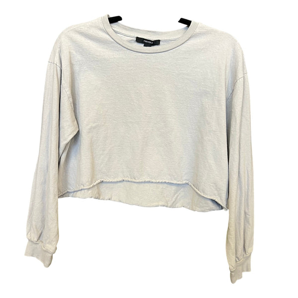 Forever 21 Light Gray Long Sleeve Raw Edge Crop Top Small