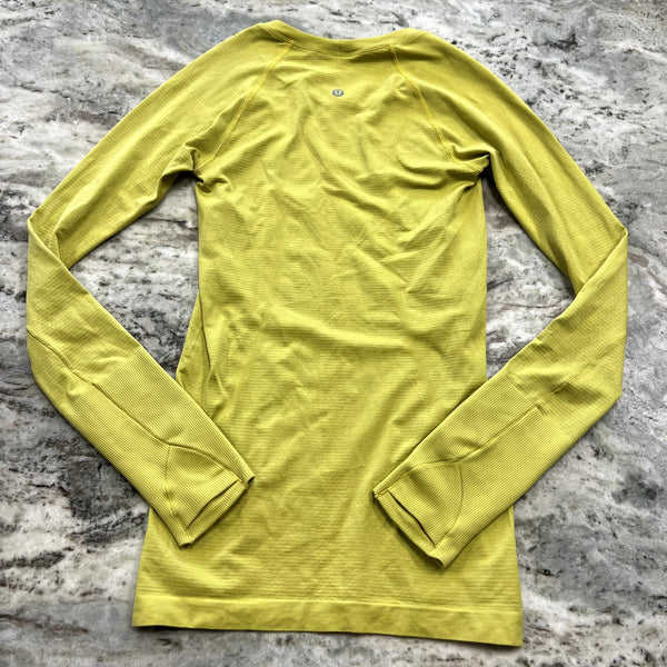 Lululemon Swiftly Tech Yellow Long Sleeve Athletic Top Size 2