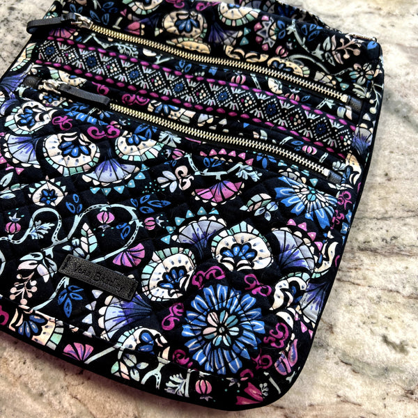Vera Bradley Triple Zip Hipster Retired Blue Paisley Pattern