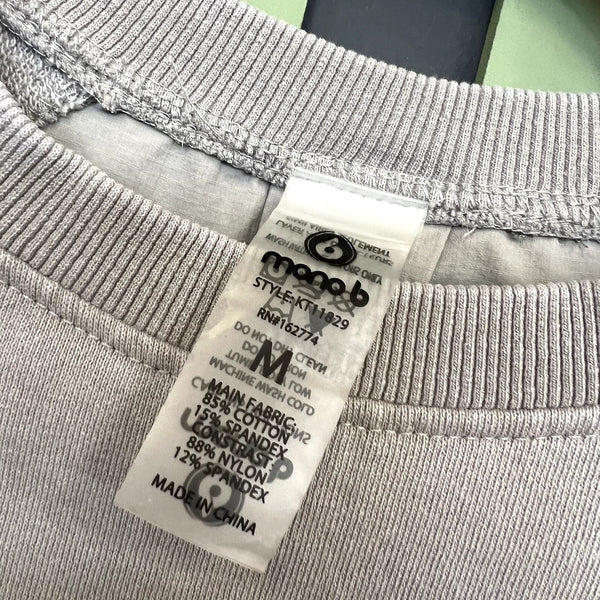 Mono B Boxy Fit Gray Cotton Athletic Top Size Medium