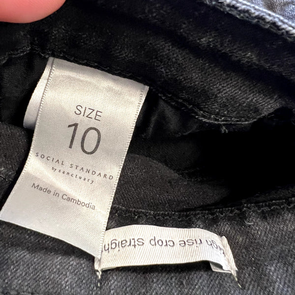 Social Standard by Sanctuary Black High Rise Crop Straight Jeans Women's 10