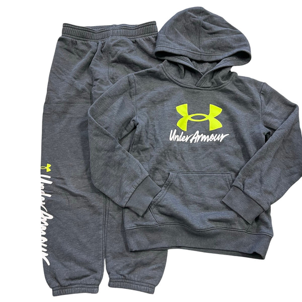 Under Armour Boys Gray Fleece Hoodie + Jogger Set Size 7