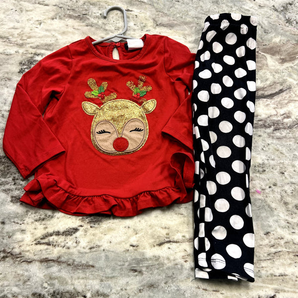 Girls Reindeer Two Piece Christmas Set Size 3T