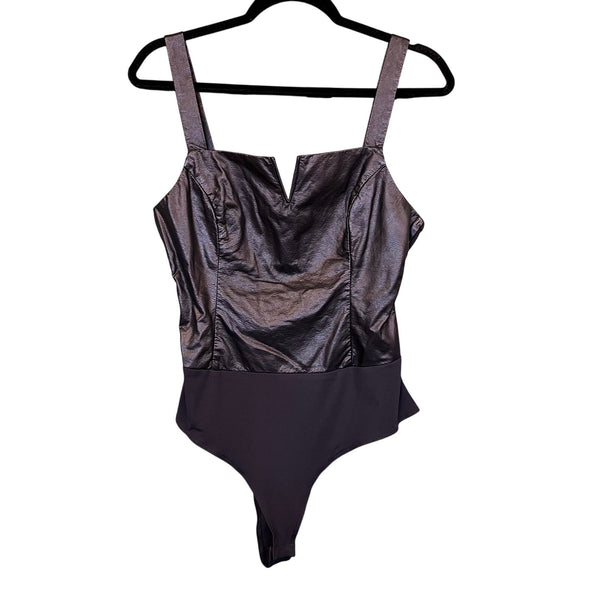 TCEC Boutique Faux Leather Bodysuit Large