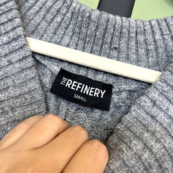 The Refinery Gray Chunky Cable Knit V-Neck Sweater Size Small