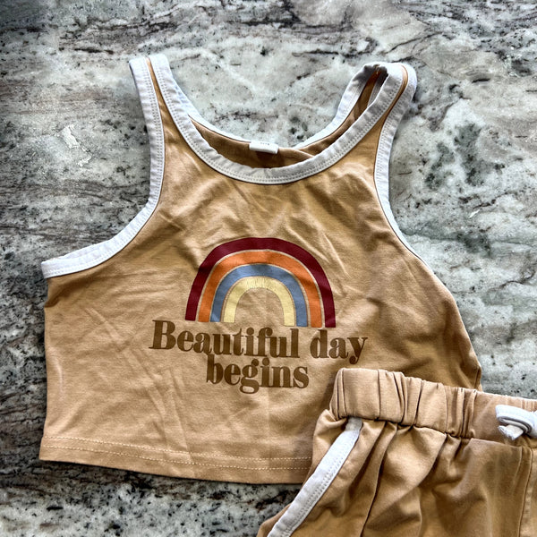 Girls Two Piece Rainbow Summer Set Youth Size 9