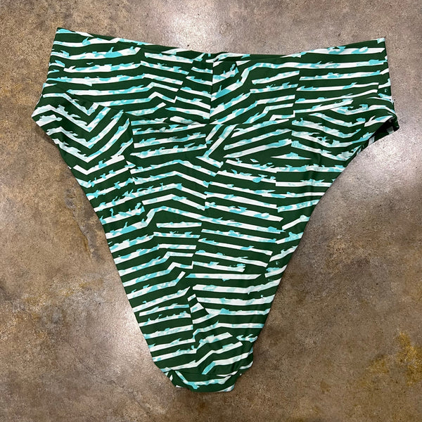Aerie High Cut Cheeky Green + Blue Swim Bottoms Butter Soft Size XL