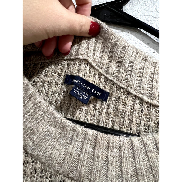 American Eagle Tan Waffle Knit Oversized Sweater XL