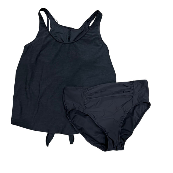Kona Sol Black Tankini Open Back Swimsuit Large
