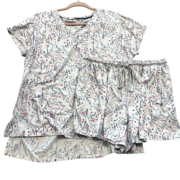 Flamingo Red + Blue Butter Soft Pajama Set Size Medium