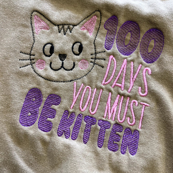 100 Days of School Kitten Khaki Sweatshirt Girls XS