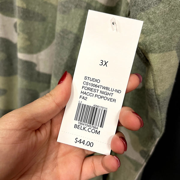 NWT New Directions Butter Soft Camo Long Sleeve Top Size 3XL