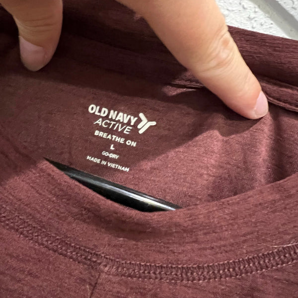 Old Navy Active Breathe On Maroon Front Twist Long Sleeve Athletic Top Large