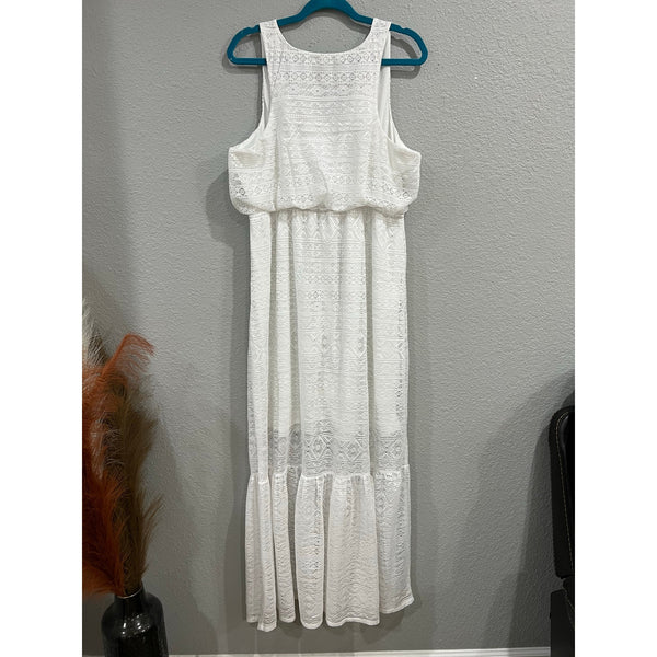 Maurice's White Lace Aztec Print Sleeveless Maxi Dress 1XL