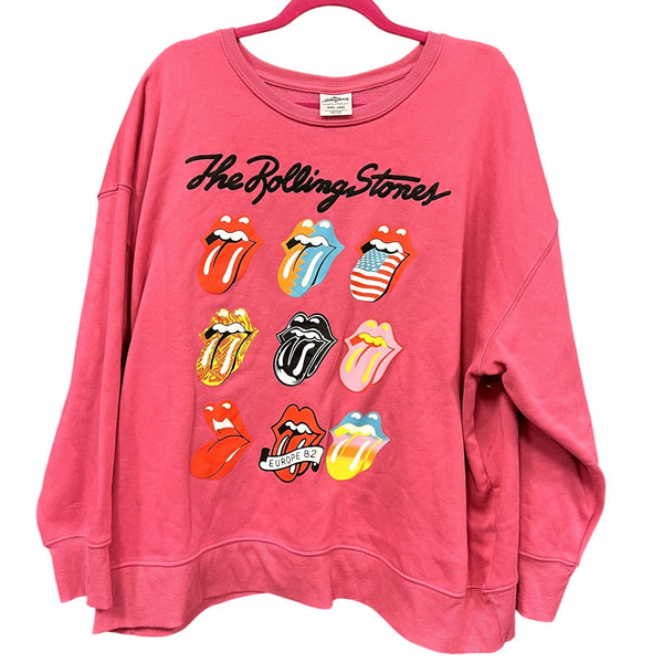 The Rolling Stones Licensed Pink Tongue Graphic Sweatshirt 2XL