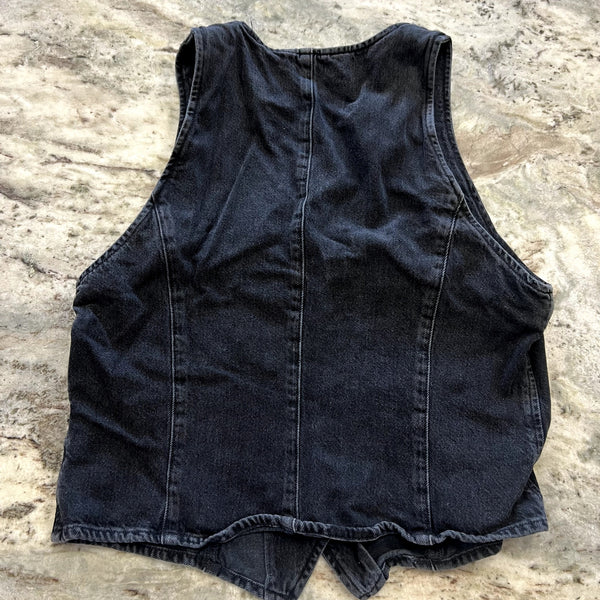 Agolde Black Denim Button Front Vest Size XL