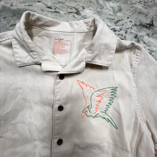 Cat & Jack Tropical Linen Boys Button Down Size Large 10/12