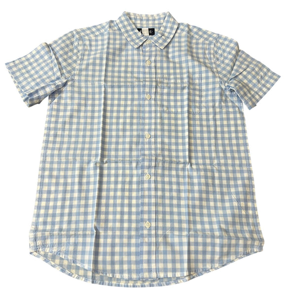 NWT Children's Place Light Blue + White Gingham Button Down size L 10/12